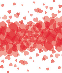 Love romantic background witn red hearts, vector Valentines day pattern, invitation card design