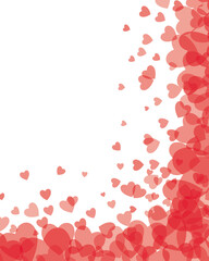 Love romantic background witn red hearts, vector Valentines day pattern, invitation card design