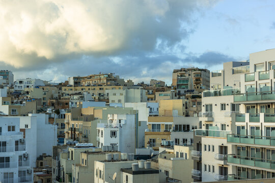 Rooftop cityscape residential area in Silema, Malta