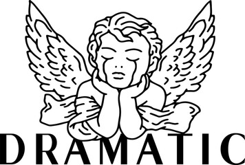 Crying Angel Dramatic Feeling Pain, Vector Illustration for clothes, mugs, prints, vynils and others, Cut File.