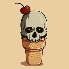 skull ice cream with cherry topping