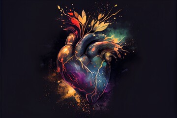 Multi-colored heart - valentines day. Generative AI