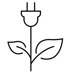 Green energy, plug with leaves