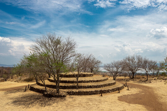 Guachimontones pyramids, archaeological site, Teuchitlan tradition on a sunny day in Guadalajara, Jalisco, Mexico