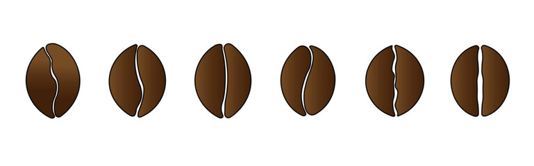 dark brown roasted coffee beans set of different icons vector graphics eps10