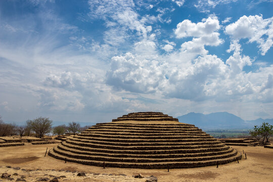 Guachimontones pyramids, archaeological site, Teuchitlan tradition on a sunny day in Guadalajara, Jalisco, Mexico
