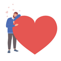 Man with a heart symbol. Illustration on transparent background