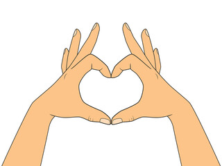 Gesture in the shape of a heart. Illustration on transparent background