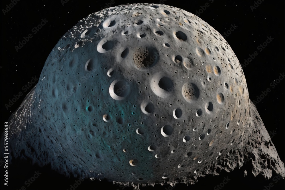Aufkleber a close up of a large object with holes in the side of it's face and a black background with stars i