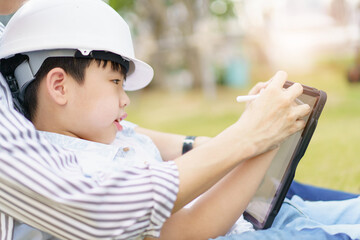 Fototapeta premium A dreaming occupations and careers in children concept.