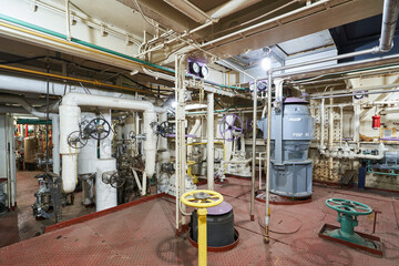 Valves and pipes in the engine room of the William G Mathers