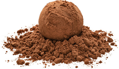 Chocolate truffle with cocoa powder isolated