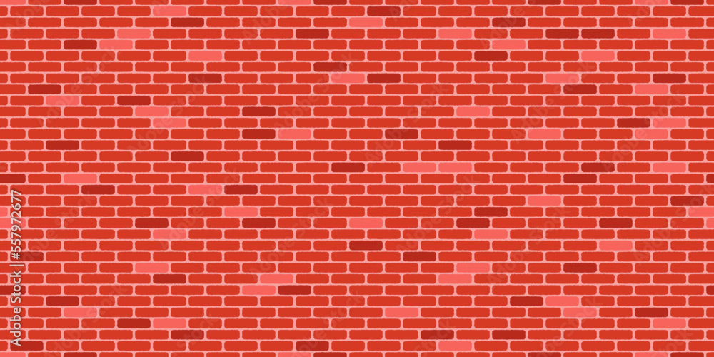 Poster Brickwall seamless pattern with red color bricks. Vector print for textiles, stylish illustration, seamless fabrics, notebooks, interior, wallpaper.