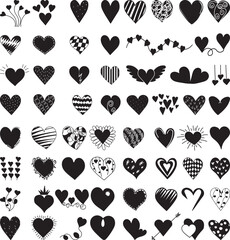 Fototapeta premium hearts silhouette set, vector design collection isolated