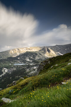 Landscape of mountains and romantic alpine scenery. 