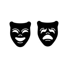theater, theatrical masks - vector icon - obrazy, fototapety, plakaty