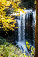 Waterfall with Fall Colors in Rural North Carolina
