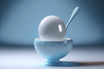 Yuan Xiao Jie, rice ball dumpling or Tang Yuan in a blue porcelain bowl, traditional food for Chinese Lantern Festival, realistic AI illustration of cuisine photography for poster card wallpaper