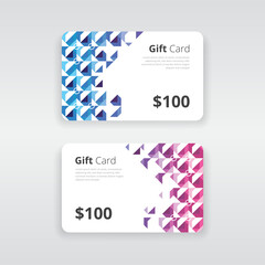 Modern and professional gift voucher or gift card template with purple and blue gradient artwork 