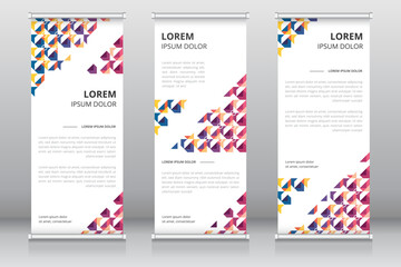Modern and professional roll up banner template or vertical signboard template with multicolored gradient artwork, Retractable banner, Pop up banner, Standee template, X-banner template