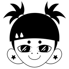 Cute little girl cartoon character, demon girl, avatar, anime avatar, comic book face, cute character, woman, halloween character, happy girl, child with a smile