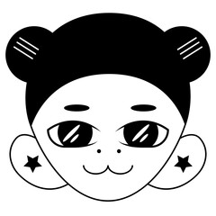 Cute little girl cartoon character, demon girl, avatar, anime avatar, comic book face, cute character, woman, halloween character, happy girl