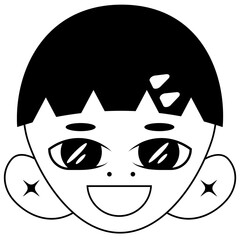 Cute young boy cartoon character, avatar, anime avatar, comic book face, cute character, man, halloween character