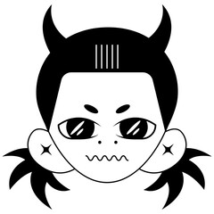 Boy cartoon character, demon, imp, avatar, anime avatar, comic book face, cute character, man, halloween character