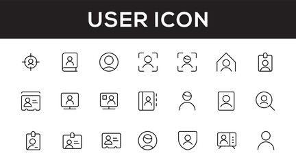 User icons, profile and people silhouette collection set. vector illustration, editable stroke. 