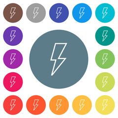 Flash outline flat white icons on round color backgrounds