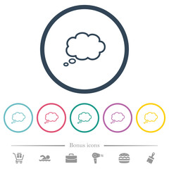 Single oval thought cloud outline flat color icons in round outlines