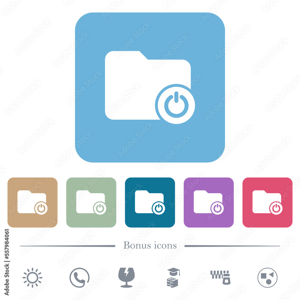 Poster close directory flat icons on color rounded square backgrounds