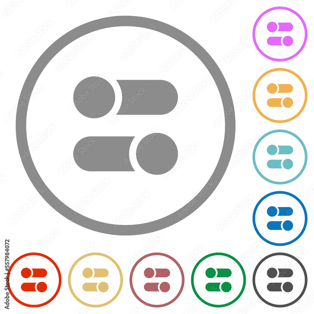 Poster horizontal toggle switches solid flat icons with outlines