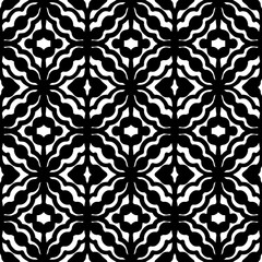 seamless pattern with abstract ornaments in folk style of black color on a white background, vector pattern