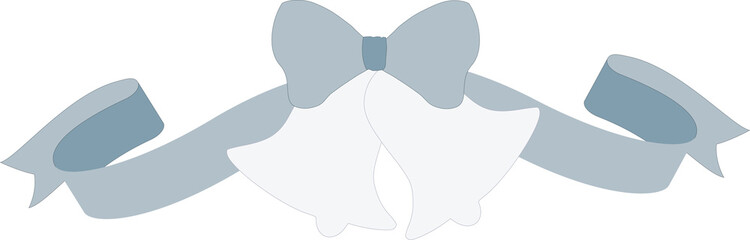wedding bells under a silver bow and ribbon