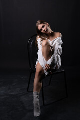 attractive beautiful elegance studio hairstyle portrait posing makeup model female girl beauty