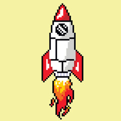 Vector illustration of a spaceship in pixel art