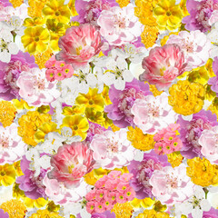 Floral seamless pattern with spring flowers. Endless background.