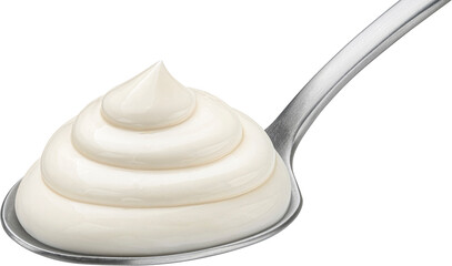 Mayonnaise in spoon isolated