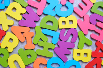 Fototapeta premium Bright background colorful letters children's English alphabet.
