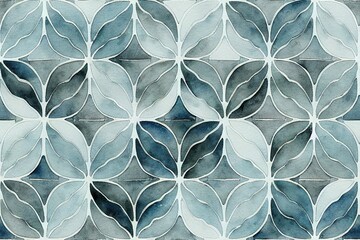 Natural organic tile design with a diamond-shaped geometric pattern drawn by hand in watercolor. Generative AI