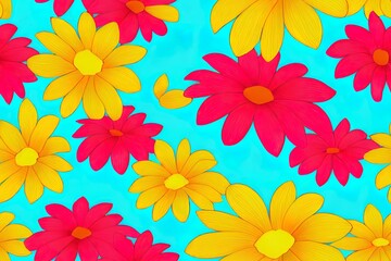 Fototapeta na wymiar It's summertime, and there are colorful flowers everywhere. seamless pattern Generative AI