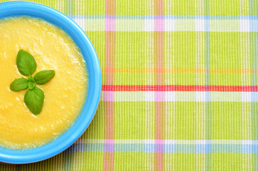 a dish of Eastern European cuisine hominy in a bowl, copy space
