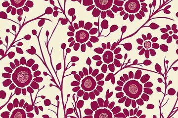 The flowery abstract print was hand created. Artistic seamless pattern made from a collage. The latest in design trends. Generative AI