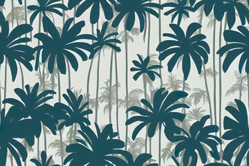 Grey seamless backdrop with a classic Italian park setting with peacocks and palm palms. Landscaped garden botanical wallpaper. Generative AI