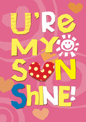 valentine's day pink greeting card with hearts 