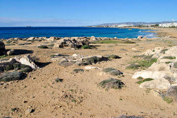 Fototapeta na wymiar rocks on the beach and sea
