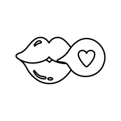 Doodle lip with love. Element for greeting cards, posters, stickers and seasonal design
