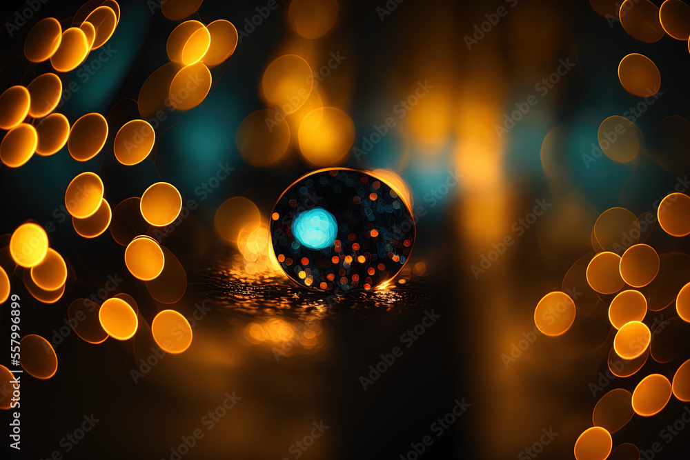 Poster nighttime bokeh lighting from a led light source. generative ai