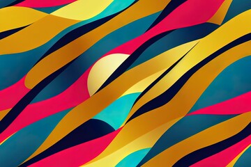 Abstract stripes and waves in bright colors, repeated endlessly. Graphics created in format for use in the fashion industry. Generative AI